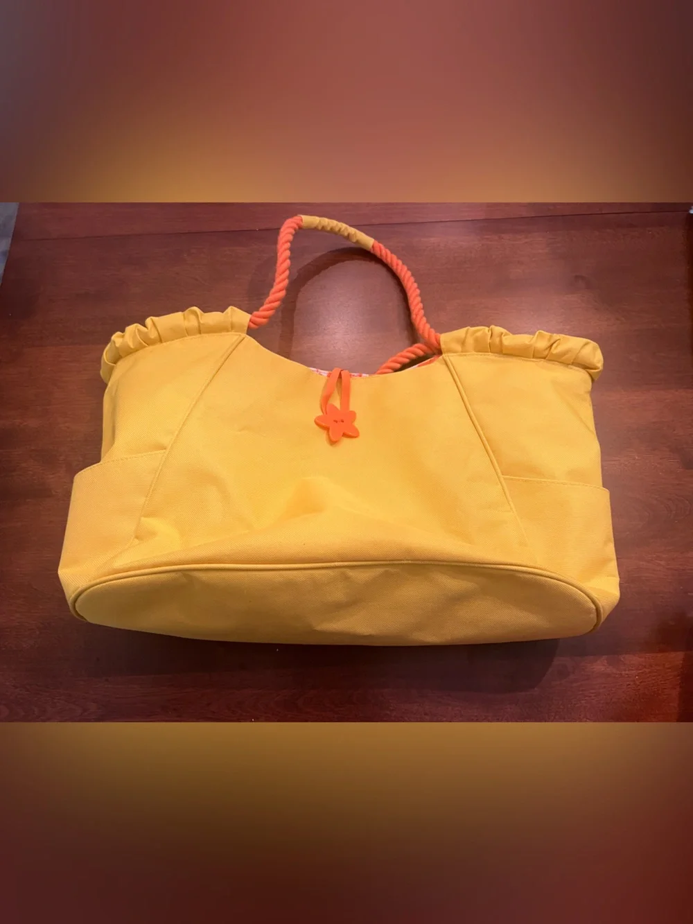Yellow Clarin Women’s Beach Tote Bag with Rope Handles
